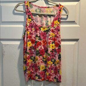 Posh Peanut Malana Pink Tropical Floral Tank Top M Lounge Bamboo